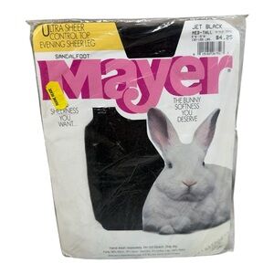 Vintage Mayer Ultra Sheer Control Top Pantyhose Jet Black Medium Tall